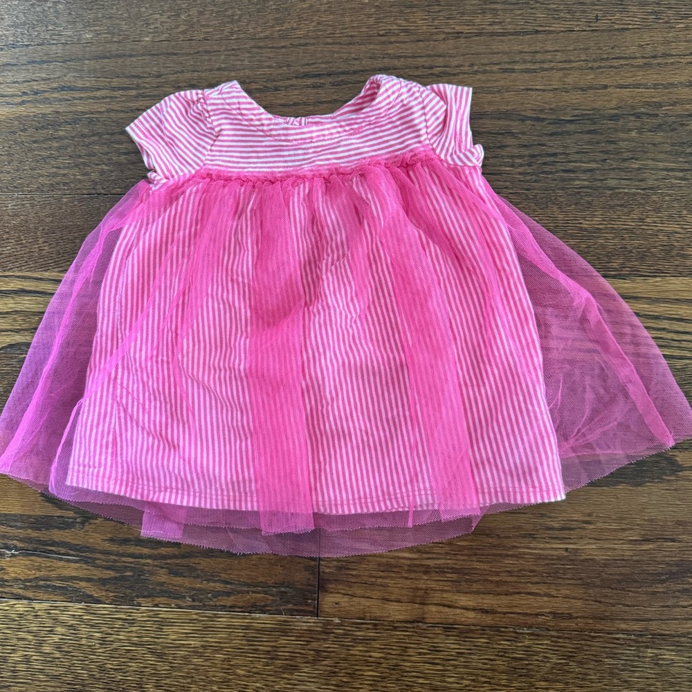 Baby GAP Pink & White Striped Tulle Dress (0-3 months)